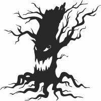 Halloween tree scary - fichier DXF SVG CDR coupe, prêt à découper pour plasma routeur laser