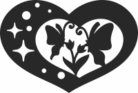 butterfly Heart wall decor valentines - For Laser Cut DXF CDR SVG Files - free download