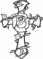 floral rose cross wall sign - For Laser Cut DXF CDR SVG Files - free download