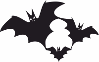 Halloween Bats silhouette horror - fichier DXF SVG CDR coupe, prêt à découper pour plasma routeur laser