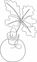 one line drawing plant in pot - For Laser Cut DXF CDR SVG Files - free download