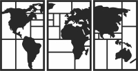 world map wall art decor - Para archivos DXF CDR SVG cortados con láser - descarga gratuita
