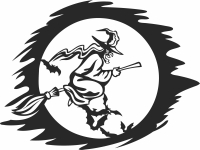 Witch Riding a Broom clipart - Para archivos DXF CDR SVG cortados con láser - descarga gratuita