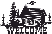 welcome sign old home scene - For Laser Cut DXF CDR SVG Files - free download