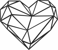 Geometric Polygon heart - For Laser Cut DXF CDR SVG Files - free download