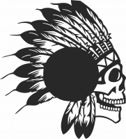 Indian apache skull vinyl clock- For Laser Cut DXF CDR SVG Files - free download