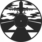 Airplane vinyl wall clock- For Laser Cut DXF CDR SVG Files - free download