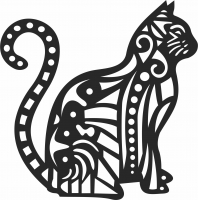 Clipart de gato decorativo  - Para archivos DXF CDR SVG cortados con láser - descarga gratuita