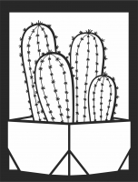 Décor à la maison de plantes de cactus en pot- pour les fichiers SVG DXF CDR découpés au Laser - téléchargement gratuit
