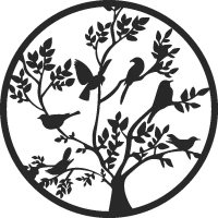 Birds in tree - para archivos DXF CDR SVG cortados con láser - descarga gratuita