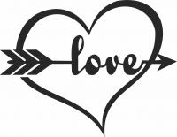 Love sign heart with arrow gift for valentines  - For Laser Cut DXF CDR SVG Files - free download