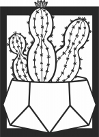 Decoración del arte del cactus de la planta en maceta- Para archivos DXF CDR SVG cortados con láser - descarga gratuita