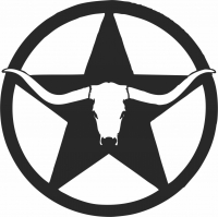 western longhorn star  - For Laser Cut DXF CDR SVG Files - free download