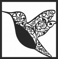 Hummingbird floral wall art- For Laser Cut DXF CDR SVG Files - free download