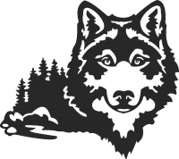 Wolf scene - DXF CNC dxf for Plasma Laser Waterjet Plotter Router Cut Ready Vector CNC file