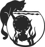 Bquarium Cat Clock - Para archivos SVG DXF CDR de corte por plasma de enrutador láser - descarga gratuita