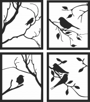 Oiseau sur une branche Art mural- pour les fichiers SVG DXF CDR découpés au Laser - téléchargement gratuit
