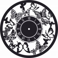 Butterfly Wall Clock Home Decor  - For Laser Cut DXF CDR SVG Files - free download