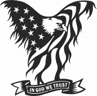En Dios confiamos en la bandera del águila americana  - Para archivos DXF CDR SVG cortados con láser - descarga gratuita