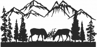 Deers buck forest scene art- For Laser Cut DXF CDR SVG Files - free download