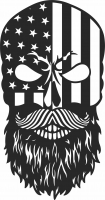 skull with usa flag - For Laser Cut DXF CDR SVG Files - free download