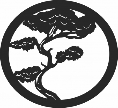 Arte de decoración de pared de árbol bonsai  - Para archivos DXF CDR SVG cortados con láser - descarga gratuita