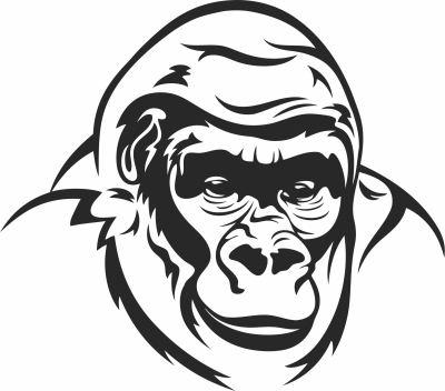 Gorilla Portrait Monkey clipart - fichier DXF SVG CDR coupe, prêt à découper pour plasma routeur laser