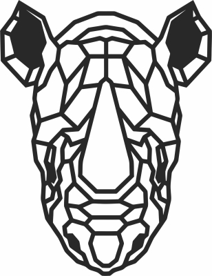 rhino polygonal wall art - fichier DXF SVG CDR coupe, prêt à découper pour plasma routeur laser