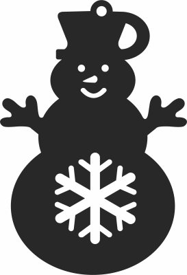 snowman ornament Christmas with Snowflake - For Laser Cut DXF CDR SVG Files - free download