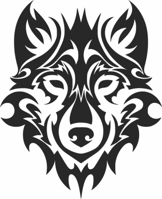 tribal wolf face - For Laser Cut DXF CDR SVG Files - free download