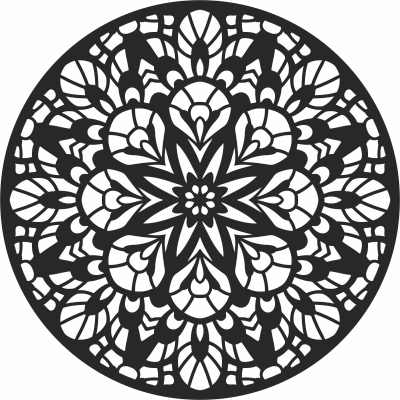 Round Decorative mandala pattern - Para archivos DXF CDR SVG cortados con láser - descarga gratuita