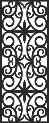 Decorative floral pattern screen door - For Laser Cut DXF CDR SVG Files - free download