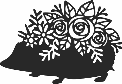 floral Hedgehog cliparts - Para archivos DXF CDR SVG cortados con láser - descarga gratuita