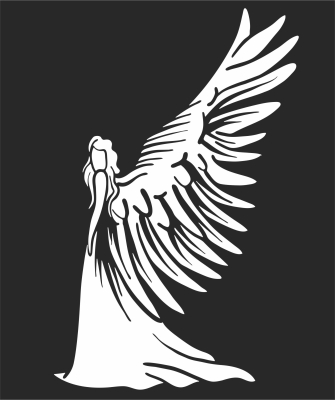 beautiful fairy angel with big wings - For Laser Cut DXF CDR SVG Files - free download