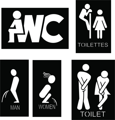 WC Toilet Unisex Sign - For Laser Cut DXF CDR SVG Files - free download