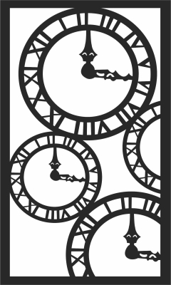 decorative clocks art panel - For Laser Cut DXF CDR SVG Files - free download