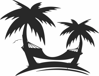 Palm trees hammock wall decor - For Laser Cut DXF CDR SVG Files - free download