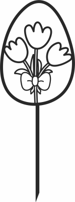 happy Easter egg flowers stake clipart - For Laser Cut DXF CDR SVG Files - free download