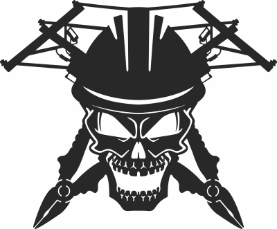 lineman skull cliparts - For Laser Cut DXF CDR SVG Files - free download