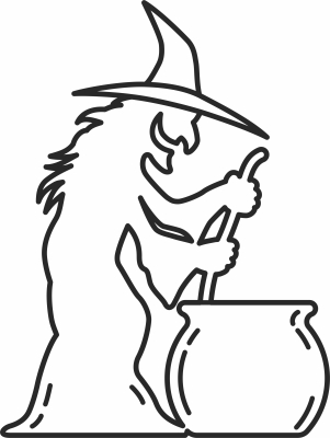 Witch preparing a potion halloween - Para archivos DXF CDR SVG cortados con láser - descarga gratuita