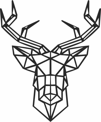 Geometric Polygon elk deer - For Laser Cut DXF CDR SVG Files - free download