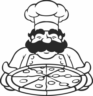 pizza cook chef cliparts - Para archivos DXF CDR SVG cortados con láser - descarga gratuita