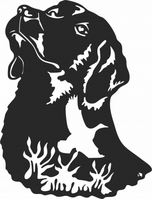 Perro con pájaro- Para archivos DXF CDR SVG cortados con láser - descarga gratuita