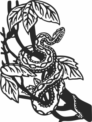 snake wrapped on a tree branche clipart - Para archivos DXF CDR SVG cortados con láser - descarga gratuita