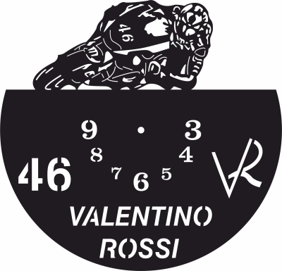 valentino rossi Wall Clock vinyl - Para archivos DXF CDR SVG cortados con láser - descarga gratuita