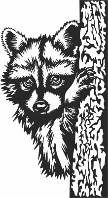 Raccoon behind tree - For Laser Cut DXF CDR SVG Files - free download