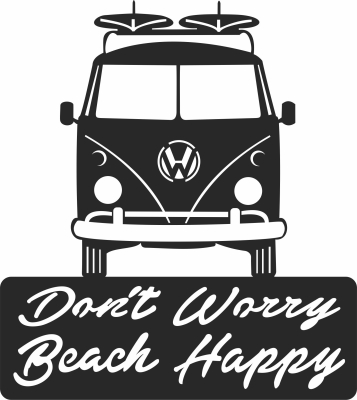 surfer bus beach happy sign - Para archivos DXF CDR SVG cortados con láser - descarga gratuita