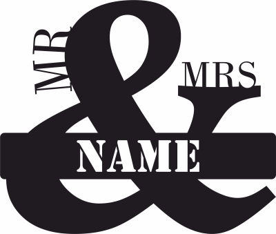 Wedding Gift for Mr and Mrs Custom name sign - Para archivos DXF CDR SVG cortados con láser - descarga gratuita
