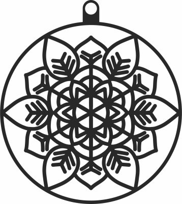 Snowflakes Christmas mandala ball ornament - fichier DXF SVG CDR coupe, prêt à découper pour plasma routeur laser