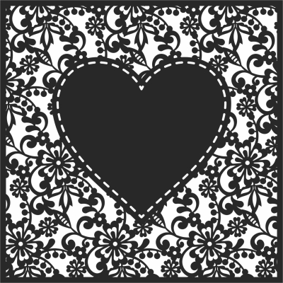 floral Heart decorative wall art - For Laser Cut DXF CDR SVG Files - free download